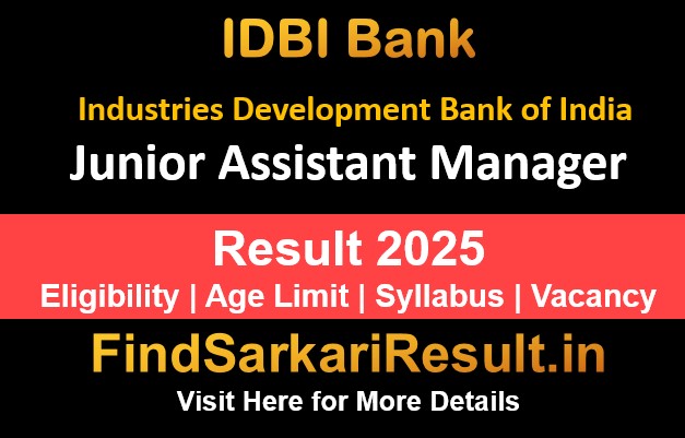 IDBI Bank Junior Assistant Manager Final Result 2025